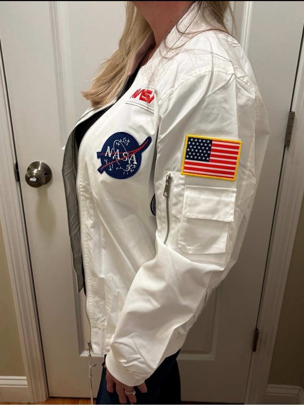 Senlilang NASA Size Small Space Jacket White With Patches Unisex Brand New - Picture 9 of 9